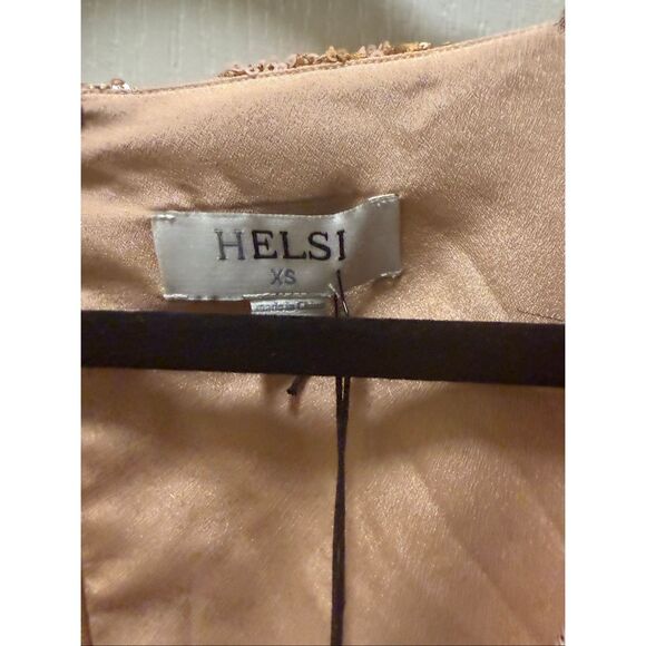 HELSI Kristen Sequin Floral Long Sleeve Cocktail Minidress Party Cocktail Size X - Picture 7 of 7